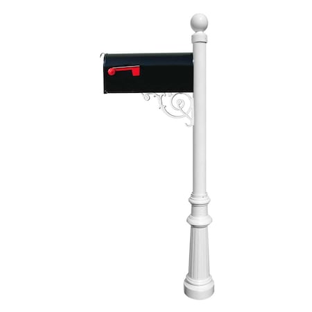 Qualarc Post system w/E1 Economy mailbox, fluted base, ball finial LPST-804-E1-WHT